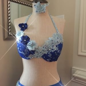 Blue Two Piece Dance Costume